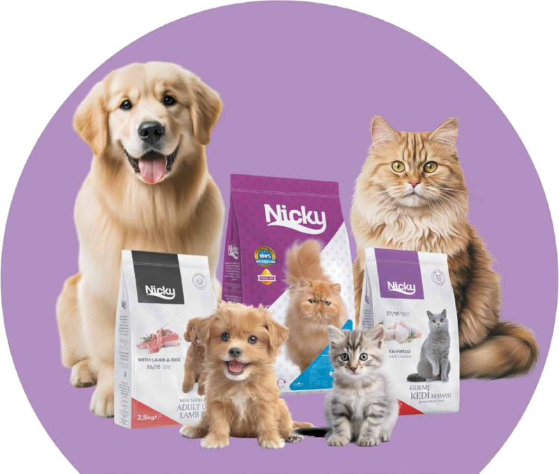 Nicky cat and dog food product family